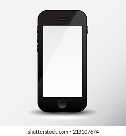Black smart phone template  display.  Isolated on white background.  Vector illustration.