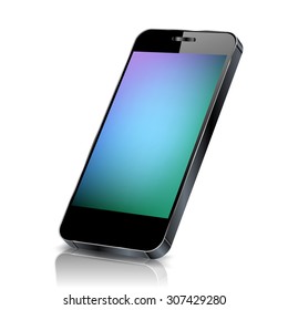 Black smart phone vector illustration isolated on white