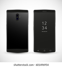 Black Smart Phone Vector Illustration isolated on white.