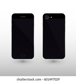 Black Smart Phone Vector Illustration isolated on white.