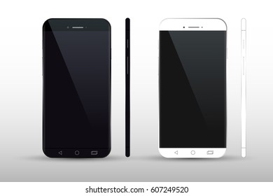 Black Smart Phone Vector Illustration isolated on white.