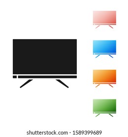 Black Smart Tv icon isolated on white background. Television sign. Set icons colorful. Vector Illustration
