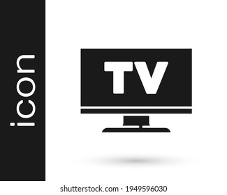 Schwarzes Smart-TV-Symbol einzeln auf weißem Hintergrund. Fernsehzeichen.  Vektorgrafik
