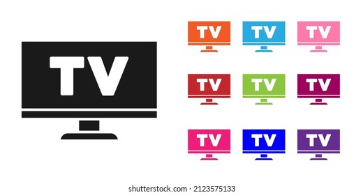 Schwarzes Smart-TV-Symbol einzeln auf weißem Hintergrund. Fernsehzeichen. Stellen Sie die Symbole bunt ein. Vektorgrafik