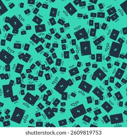 Black Smart Tv icon isolated seamless pattern on green background. Television sign.  Vector