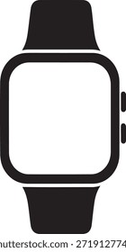 Reloj elegante negro con la pantalla en blanco y el dispositivo electrónico de la tecnología usable de la banda