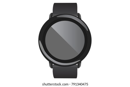 Black Smart watch isolated on white background. Vector illustration