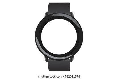 Black Smart watch isolated with white screen on white background. Vector illustration