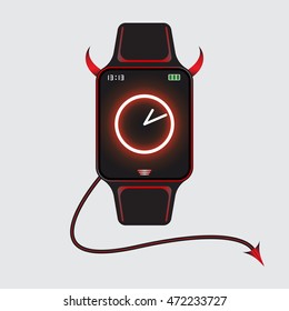 Black smart watch logo with decor. Smart watch vector sign. Isolated smart watch sign. Vector eps10 smart watch icon.