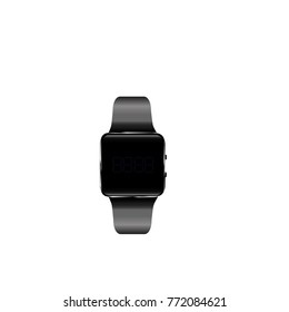 Black smart watch on a white background