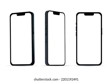 Black smartphone 14 models, new IT industry, mockup for web design on a white background - Vector illustration