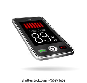Black smartphone with battery icon.