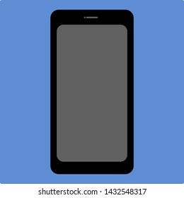 black smartphone with blank dark screen isolated on blue background. vector illustration