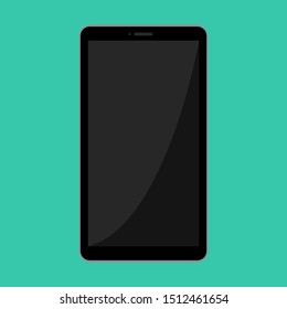 black smartphone with blank dark screen display isolated on green background. vector illustration
