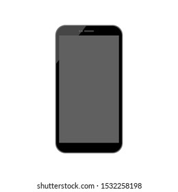 black smartphone with blank dark screen isolated on white background. vector illustration
