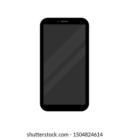 black smartphone with blank glossy glass black screen display isolated on white background. vector illustration 