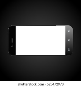 Black smartphone with blank screen. Cellphone template. Mobile phone design. Vector illustration