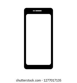 black smartphone with blank screen display  isolated on white background; vector illustration