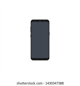 Black smartphone with blank screen isolated on white background. Mockup to showcasing mobile web-site design or screenshots your applications. Vector illustration
