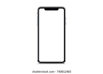 black smartphone with blank screen and modern frame less design - isolated on white background
