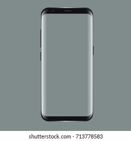 Black smartphone with blank screen. Realistic 3d Mockup for showcase your app projects. Vector illustration