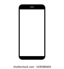 black smartphone with blank white screen for add words or picture  as design isolated on white background. vector illustration