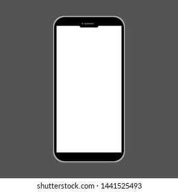 black smartphone with blank white screen isolated on grey background. vector illustration