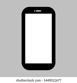 black smartphone with blank white screen on grey background. vector illustration