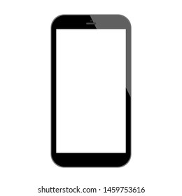 black smartphone with blank white screen isolated on white background. vector illustration 