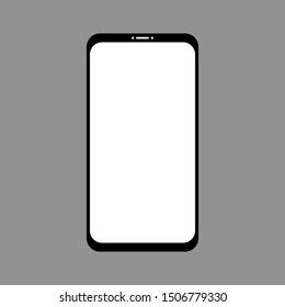 black smartphone with blank white screen display isolated on grey background. vector illustration 