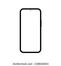 black smartphone with blank white screen isolated on white background