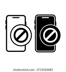 Black smartphone block icon representing restricted access, denied actions, and device security controls. Suitable for apps and digital interfaces.
