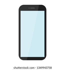 black smartphone with blue screen isolated on white background