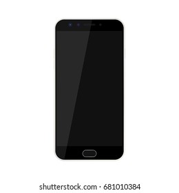 Black smartphone with camera and menu button and black empty screen with a glare. realistic Black smartphone vector eps10.  Smartphone front view