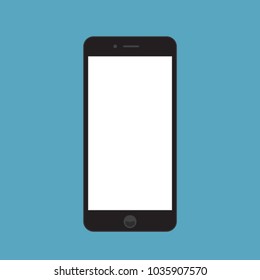 Black smartphone cellphone icon with white screen icon, flat design interface element for app ui ux web button eps 10 vector isolated on white background