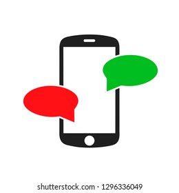 Black smartphone with chat sign - stock vector