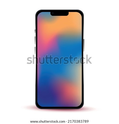 Black smartphone with colorful display isolated on white background - Vector illustration