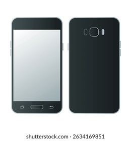 Black Smartphone Communication Device Vector. Simple Smartphone with Blank Screen.