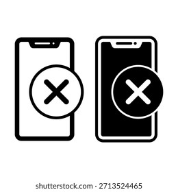 Icono negro del Borrar del teléfono inteligente que simboliza la eliminación, la eliminación de datos y las operaciones de limpieza móvil para App digitales y sistemas de dispositivos.