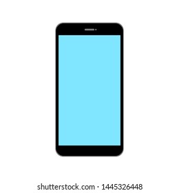 black smartphone with empty blue screen isolated on white background. vector illustration