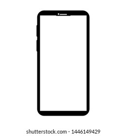 black smartphone with empty white screen for add word or picture design isolated on white background. vector illustration