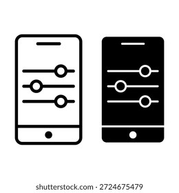 Ícones de botão de filtro preto smartphone ideal para ferramentas de pesquisa, menus de classificação, refinamento de conteúdo e temas de interface móvel.