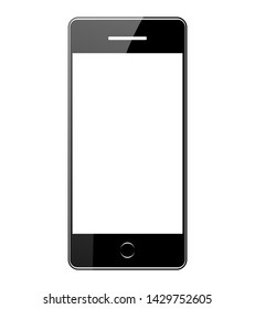 Black smartphone with a flare on the screen on a white background. Mock up of phone with blank screen. Isolated 
Vector Illustration