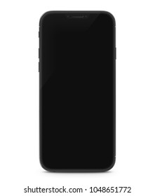 Black smartphone front mock-up.  Realistic vector illustration