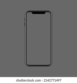 black smartphone front view frame display dark background simple vector illustration