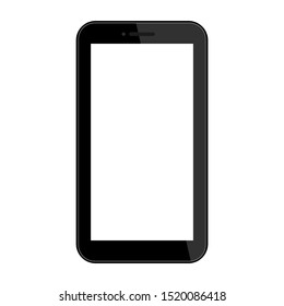black smartphone with glossy surface and white blank screen display isolated on white background. vector illustration