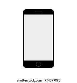 Black smartphone with grey screen on white backgorund vector eps10. Smartphone black icon.