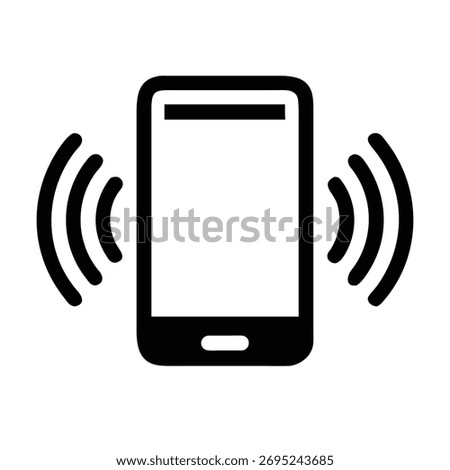 Black Smartphone Icon with Vibration Waves Keywords smartphone, phone, mobile, cell phone, device, technology