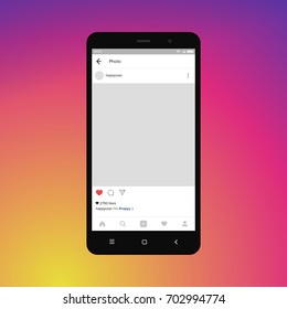 Black smartphone with insagram on screen. Modern design. Vector illustration. EPS10.