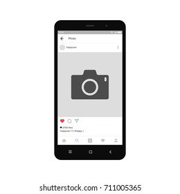 Black smartphone with insagram on screen. Modern design. Vector illustration. EPS10.